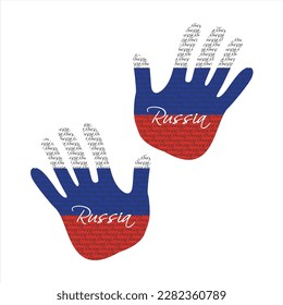 Hand drawn vector illustration with russia flag pattern great for poster, magazine and web design