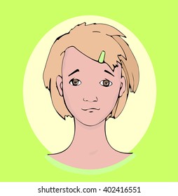 Hand drawn vector illustration "Sad girl". Cartoon style.