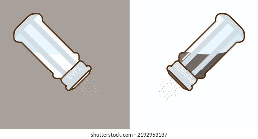 Hand drawn vector illustration of salt and pepper isolated on white background.