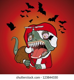 Hand drawn Vector illustration of santa monster character