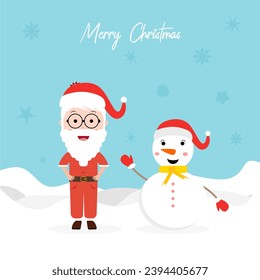 Ilustración de vectores dibujados a mano de Santa Cláusula y hombre de nieve adormecida Navidad