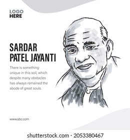 Hand drawn vector illustration of sardar patel, Sardar patel jayanti, Unity day of india