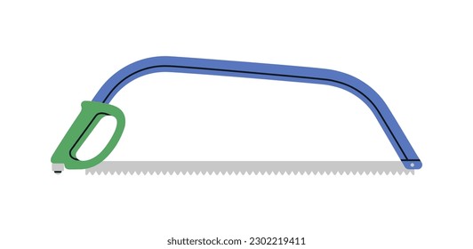 Hand drawn vector illustration of a saw. Hand tool for cutting wood or other materials, with a long serrated steel blade. Repair work, construction, home tools concept.