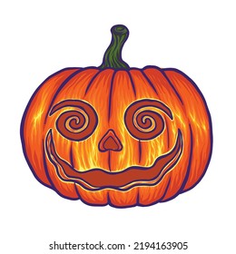 Hand drawn Vector illustration of Scary Pumpkin face for halloween