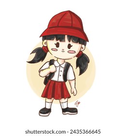 Hand drawn vector illustration school kids