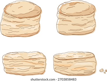Ilustração vetorial desenhada à mão de scones. Desenhar a arte da linha com cor.