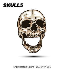 Hand drawn vector illustration of screaming skull isolated on white background.