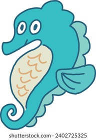 Hand drawn vector illustration of seahorse