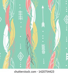 Hand drawn vector illustration. Seamless pattern with tribal arrows. Perfect for wallpapers, greeting cards, blogs, web page background and more