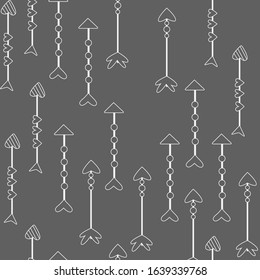 Hand drawn vector illustration. Seamless pattern with tribal arrows
