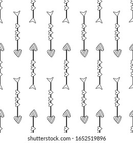 Hand drawn vector illustration. Seamless pattern with tribal arrows