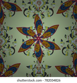 Hand drawn. Vector illustration. Seamless floral pattern in folk style with flowers, leaves.