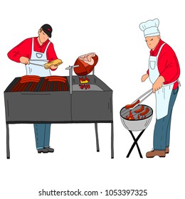 Hand drawn vector illustration set cook