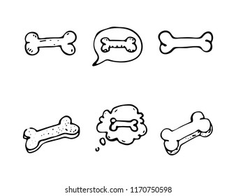 Hand Drawn vector illustration set of bones sign and symbol doodles elements. Isolated on white background.