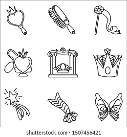 Hand drawn vector illustration set of princess.