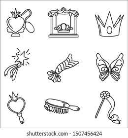Hand drawn vector illustration set of princess.