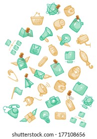 Hand drawn vector illustration set of business and social media 