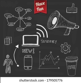 Hand drawn vector illustration set of planing doodles elements