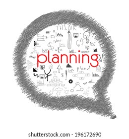 Hand drawn vector illustration set of business planning