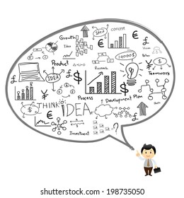 Hand drawn vector illustration set of business planning