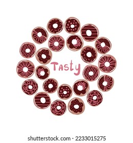 Hand drawn vector illustration. Set of donuts.
