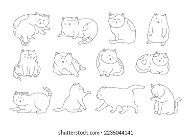 hand drawn Vector illustration set of cute cats icon