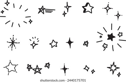 Hand drawn vector illustration set of stars