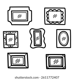 Hand drawn vector illustration set of simple photo frame icons