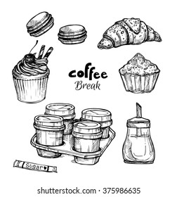 Hand Drawn Vector Illustration Set Dessert Stock Vector (Royalty Free ...