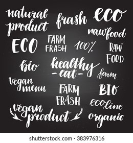 Hand drawn vector illustration - Set of organic food labels. Perfect for cards, quotes, stickers, blogs, posters and more.