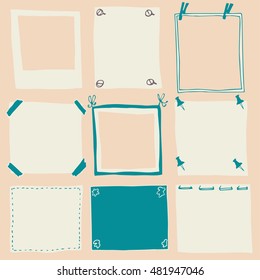  Handgezeichnete Vektorgrafik. Set aus gehobenen Skizzenrahmen. 