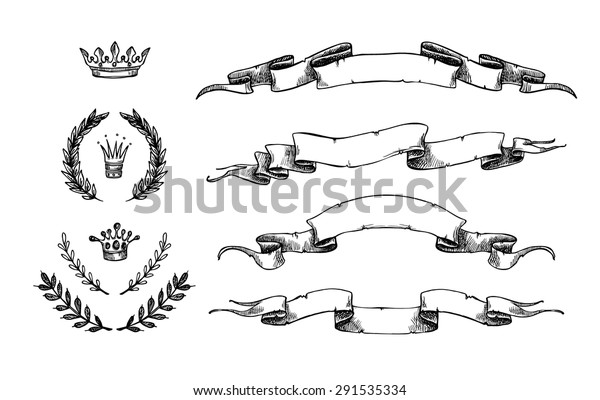 Hand Drawn Vector Illustration Set Ribbons Stock Vector Royalty Free Shutterstock