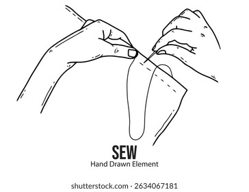 ilustração vetorial desenhada à mão de atividade de costura à mão contorno preto, editável, simples, página de coloração, alfaiate ornamento.