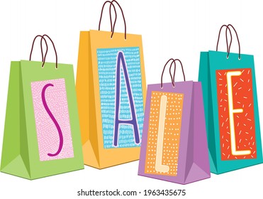  Hand drawn vector Illustration. Shopping banner.