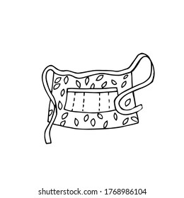 Hand drawn vector illustration with a simple apron. Simple outline, Doodle style silhouette.