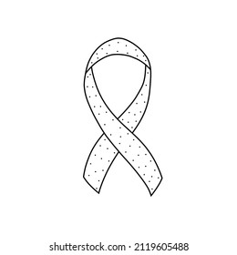 Ilustración vectorial dibujada a mano del icono del cáncer de mama simple en el estilo doodle. Ilustración sutil del símbolo de la medicina sobre fondo blanco.