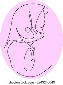  hand drawn vector illustration of a sketch of a pencil woman in hijab