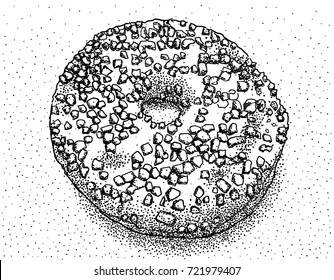 Hand drawn vector illustration. Sketch of donut. Ink illustration