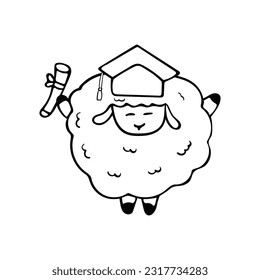 Hand drawn vector illustration smart sheep, i got a schoolarsheep by wordspotrayal
