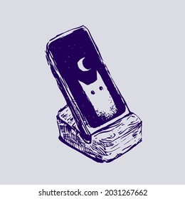 Ilustración vectorial dibujada a mano con smartphone. Diseño gráfico vintage.