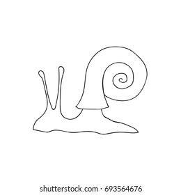 Hand drawn vector illustration snail spiral shell, coloring page, template