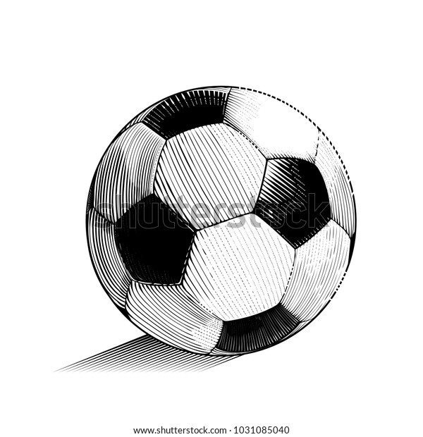 サッカーやサッカーボールを使った手描きのベクターイラスト 輪郭を彫ったスタイル のベクター画像素材 ロイヤリティフリー