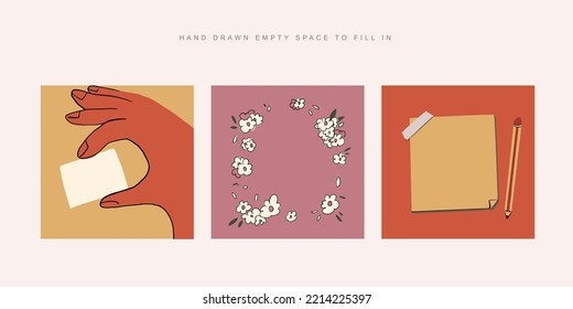 Hand drawn vector illustration social media or card background template 