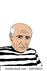 A hand drawn vector illustration of the Spanish artist Pablo Picasso.