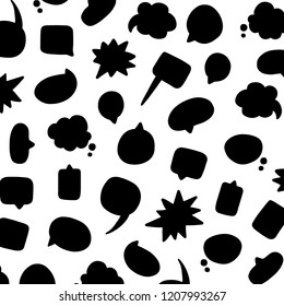 Hand drawn vector illustration of speech bubbles pattern.