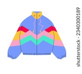 Hand drawn vector illustration sport jacket.Classic 80s-90s elements in 
modern style flat, line style.  Fashion patch, badge, emblem.
