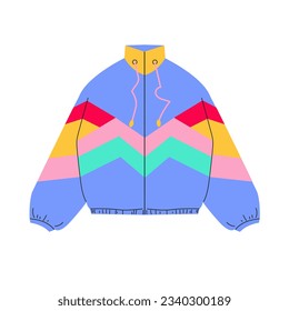 Hand drawn vector illustration sport jacket.Classic 80s-90s elements in 
modern style flat, line style.  Fashion patch, badge, emblem.