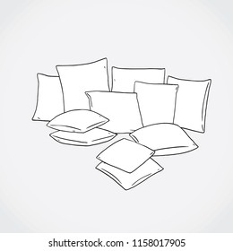 Hand drawn vector illustration of square pillow.