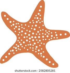 Hand drawn vector illustration of starfish. Isolated sea theme printing for souvenir decoration. Single illustration of marine life. Monochrome drawing of starfish. Ocean aesthetic for interior design