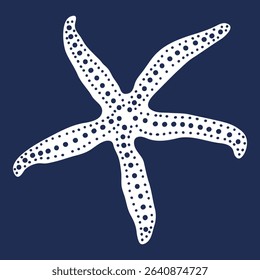 Hand drawn vector illustration of starfish. Isolated sea theme printing for souvenir decoration. Single illustration of marine life. Monochrome drawing of starfish. Ocean aesthetic for interior design